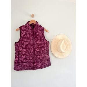 Eddie Bauer | NWT Apline Vest Lightweight | Mauve Wine Leafy Print | Sz S